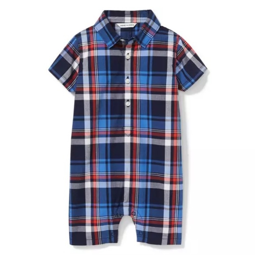 Janie and Jack Plaid One-Piece, Size 3-6M Preppy, Onesie, Collared